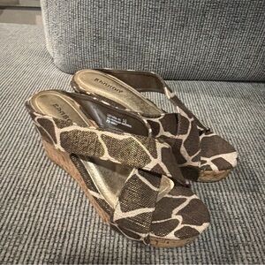 BAMBOO Brown and Gold Wedge Sandals